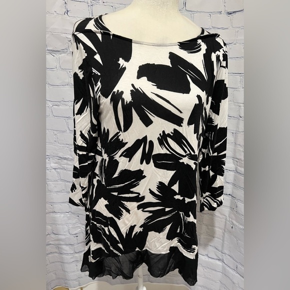 Cupio soft knit blouse Black and white abstract design size large - Picture 1 of 6